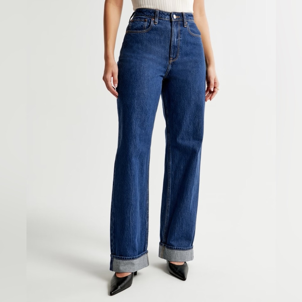 Abercrombie & Fitch Women's High Rise Jeans - Dark Blue